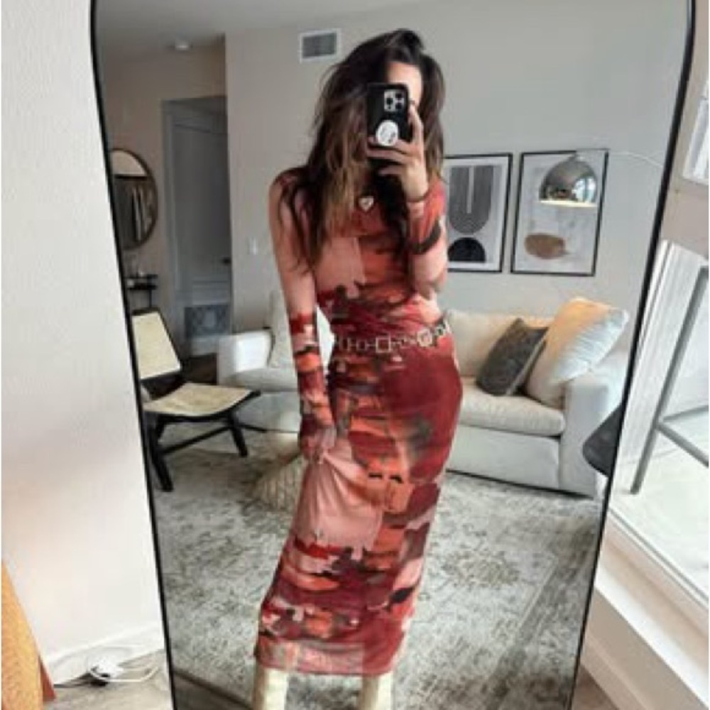 12th Tribe Red and Brown Maxi Dress